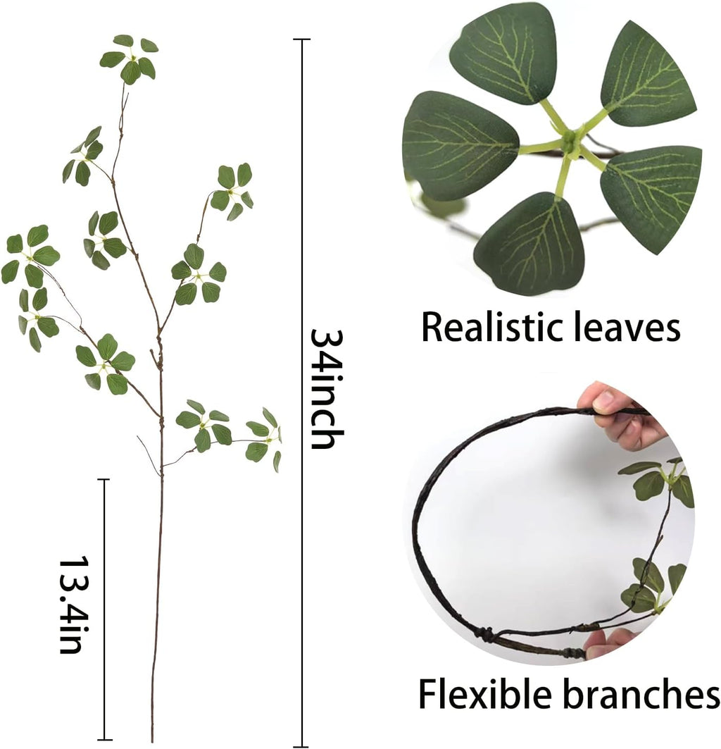 5Pcs Realistic Artificial Greenery Stems - 34" Faux Branches for Vase