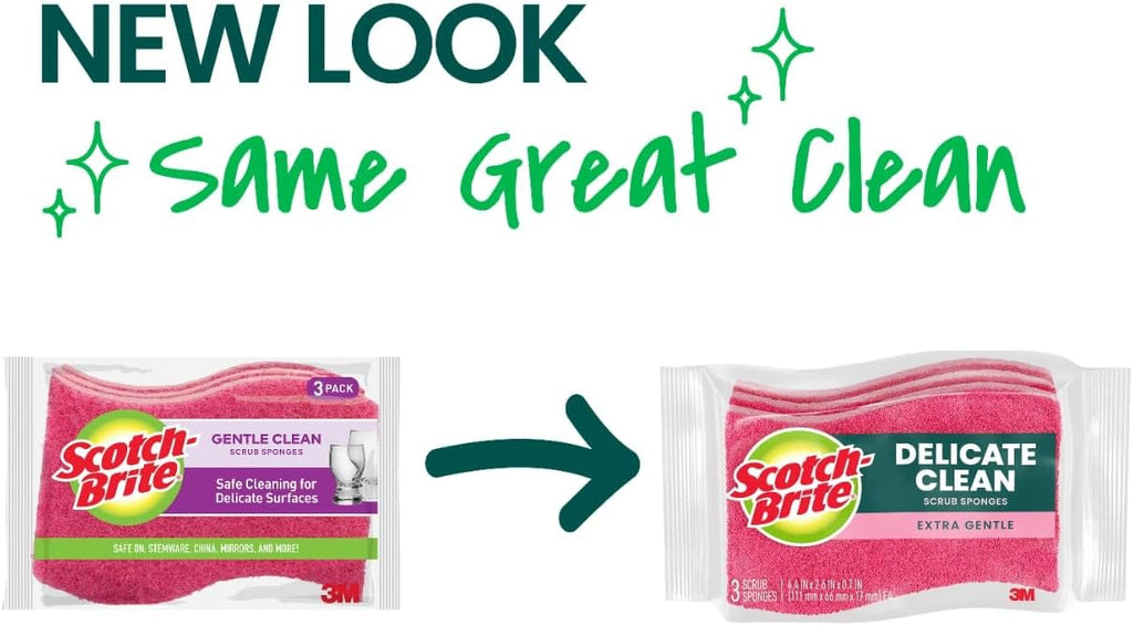 Scotch-Brite Delicate Clean Non-Scratch Scrub Sponge, 3 Scrub Sponges (Pack of 8)