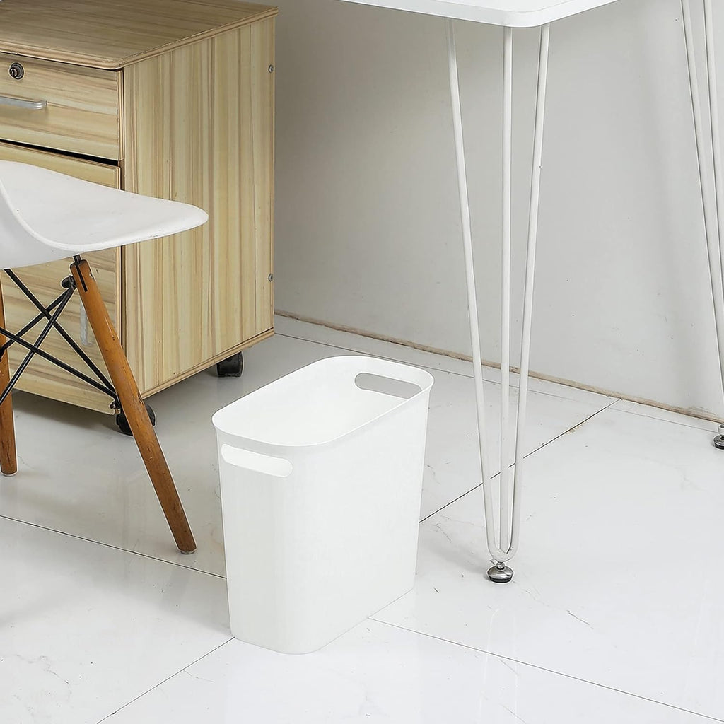 2 Pack Small Bathroom Trash Can 3.5 Gallon Slim Plastic Garbage Can, White