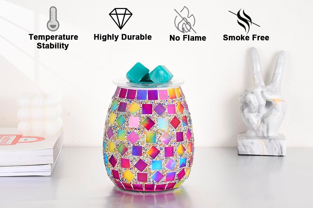 DICIMI Cute Wax Warmer, Wax Melt Warmer Electric with Night Light, Mosaic Oil Burner for Home Decor, Wax Burner for Scented Wax, Aromatherapy Wax Warmer, Ideal Gift for Women