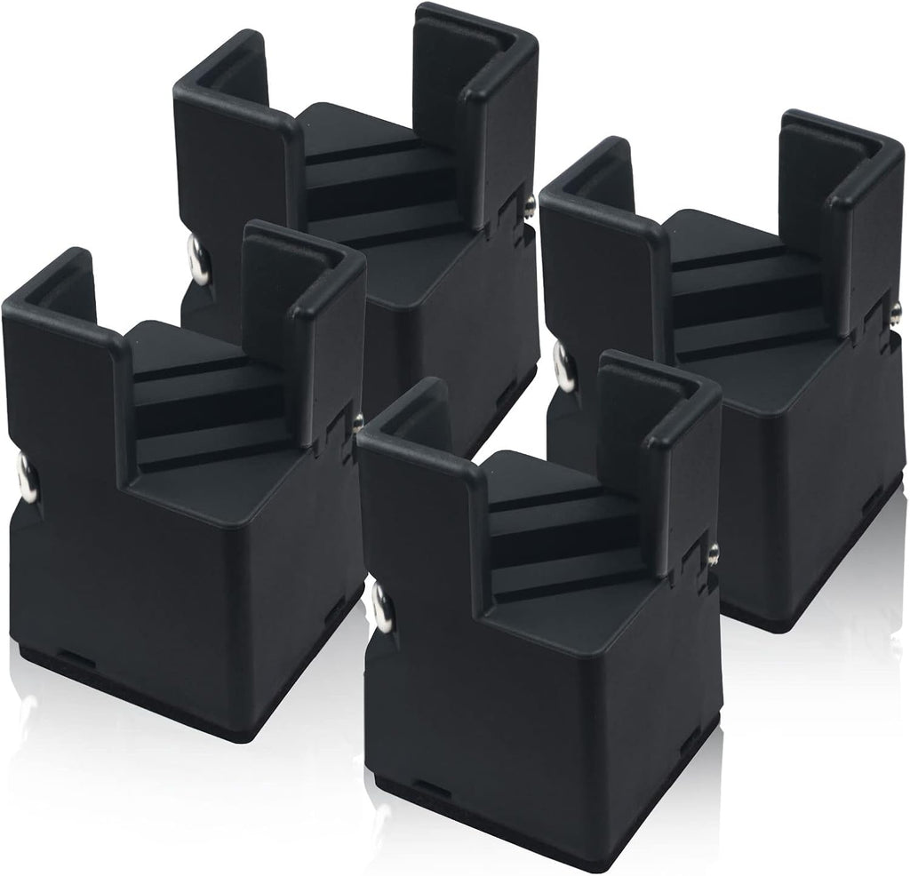 Huakaile 4Pcs Adjustable Furniture Risers 2In with Screw Clamp, Sturdy Desk Risers for Desk Legs, Bed Lifts Risers Heavy Duty, Table Risers for Chair Frame Width from 0.8-1.6in, Supports 4409lbs