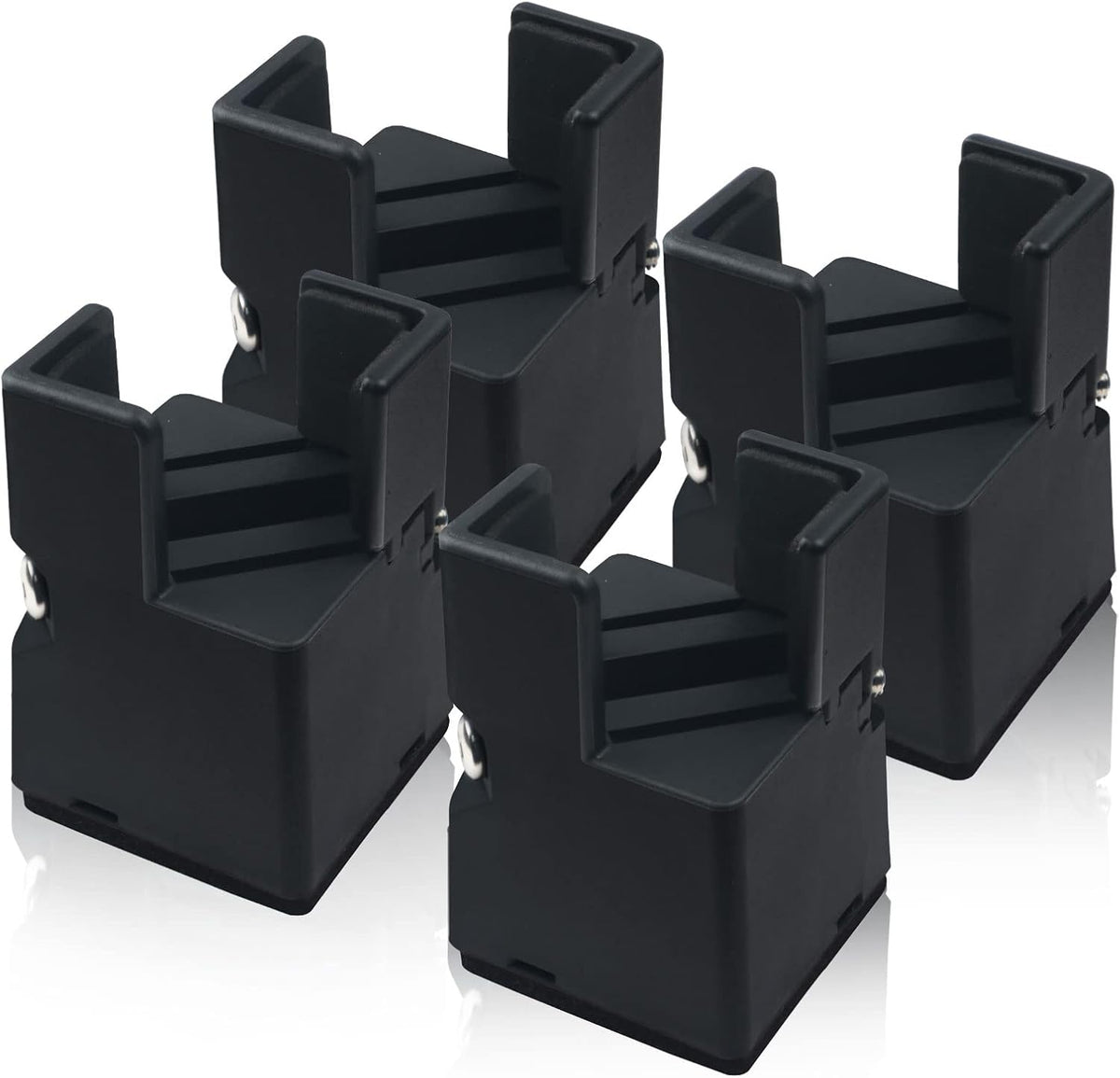 Huakaile 4Pcs Adjustable Furniture Risers 2In with Screw Clamp, Sturdy Desk Risers for Desk Legs, Bed Lifts Risers Heavy Duty, Table Risers for Chair Frame Width from 0.8-1.6in, Supports 4409lbs