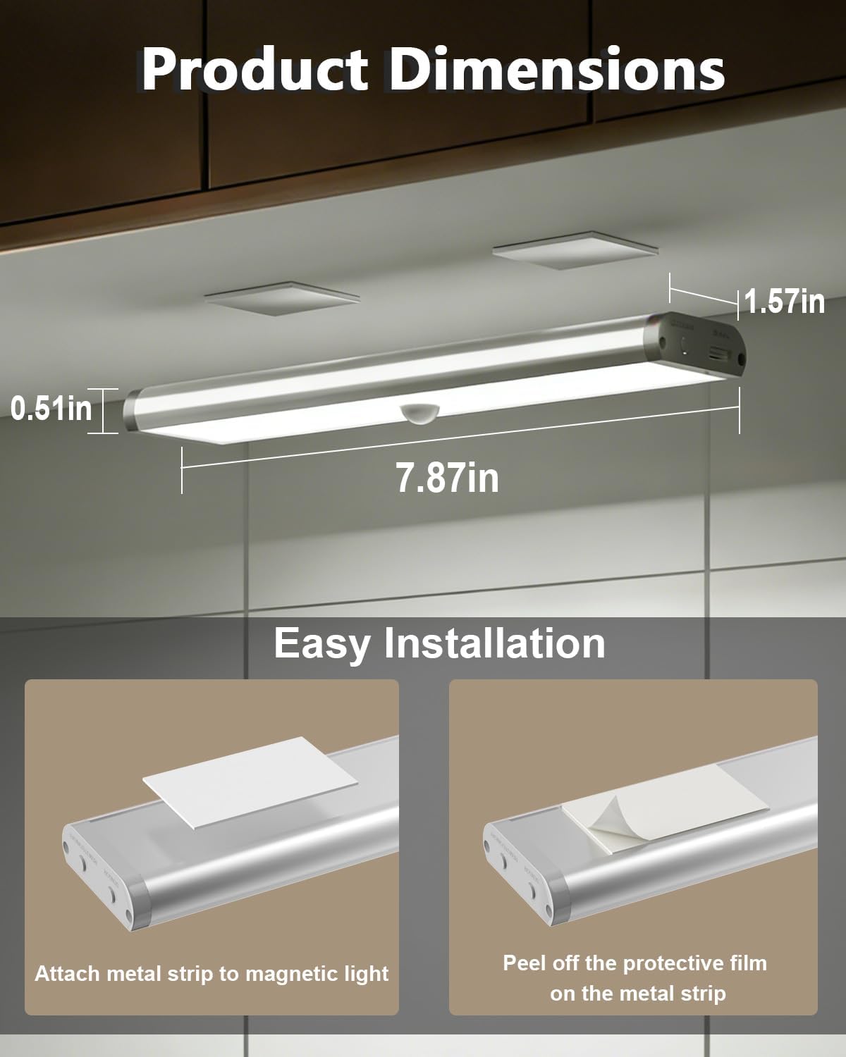 SZOKLED 58-LED Under Cabinet Lighting Wireless, RGB Motion Sensor Night Lights, Magnetic Under Cabinet Lights for Kitchen, Shelf, Stair, 15 Color (4 Pcs)