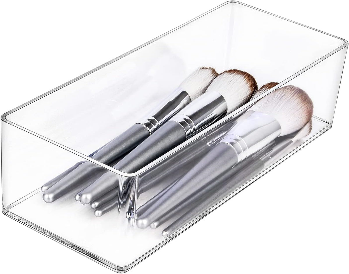 JessLab Acrylic Makeup Organizer, 1-Compartment Clear Bathroom Drawer Tray