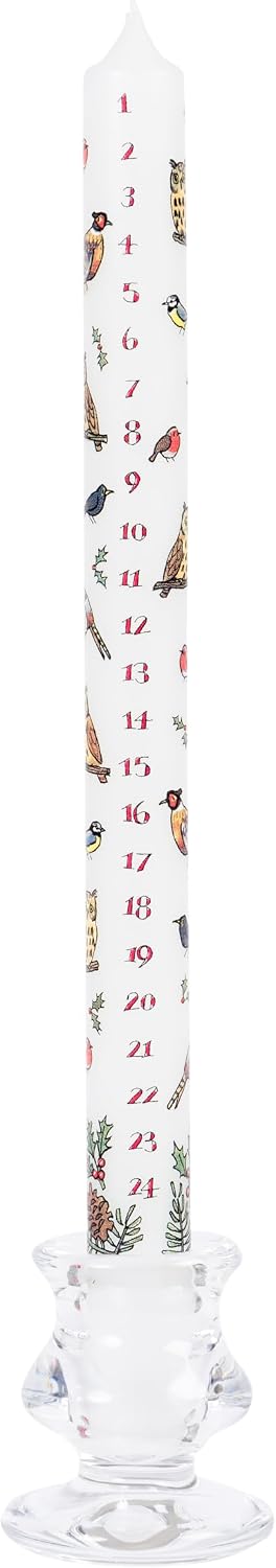 Alison Gardiner Winter Birds Advent Taper Candle, 10hr Burn Time, Unscented