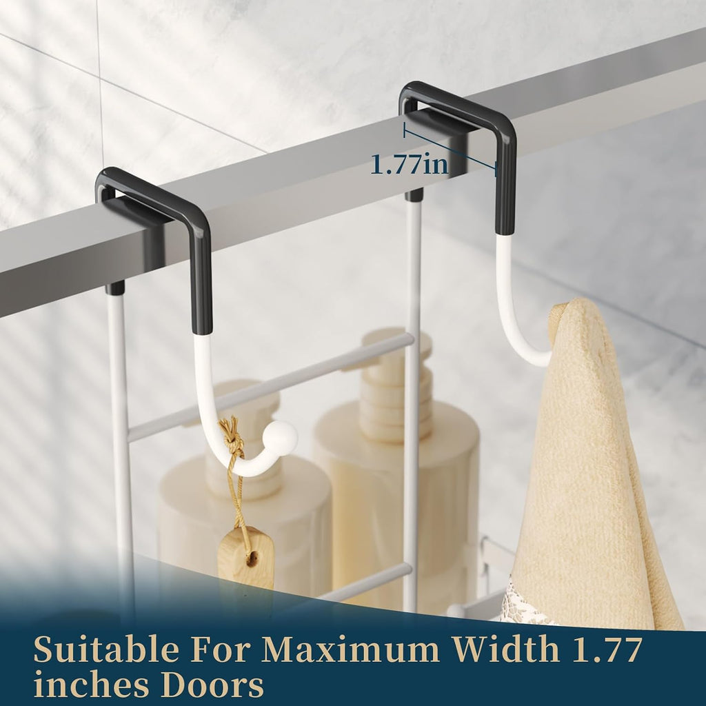 Consumest Over The Door Shower Caddy - 3 Tier Shower Organizer Hanging with Soap Holders, Large Capacity Shower Shelves with 6 Hooks, Bathroom Rack and Storage, White