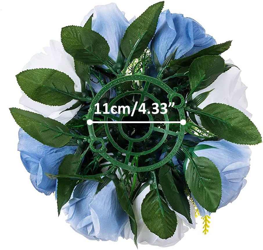 10Pcs Artificial Rose Balls for Centerpieces (Blue & White)