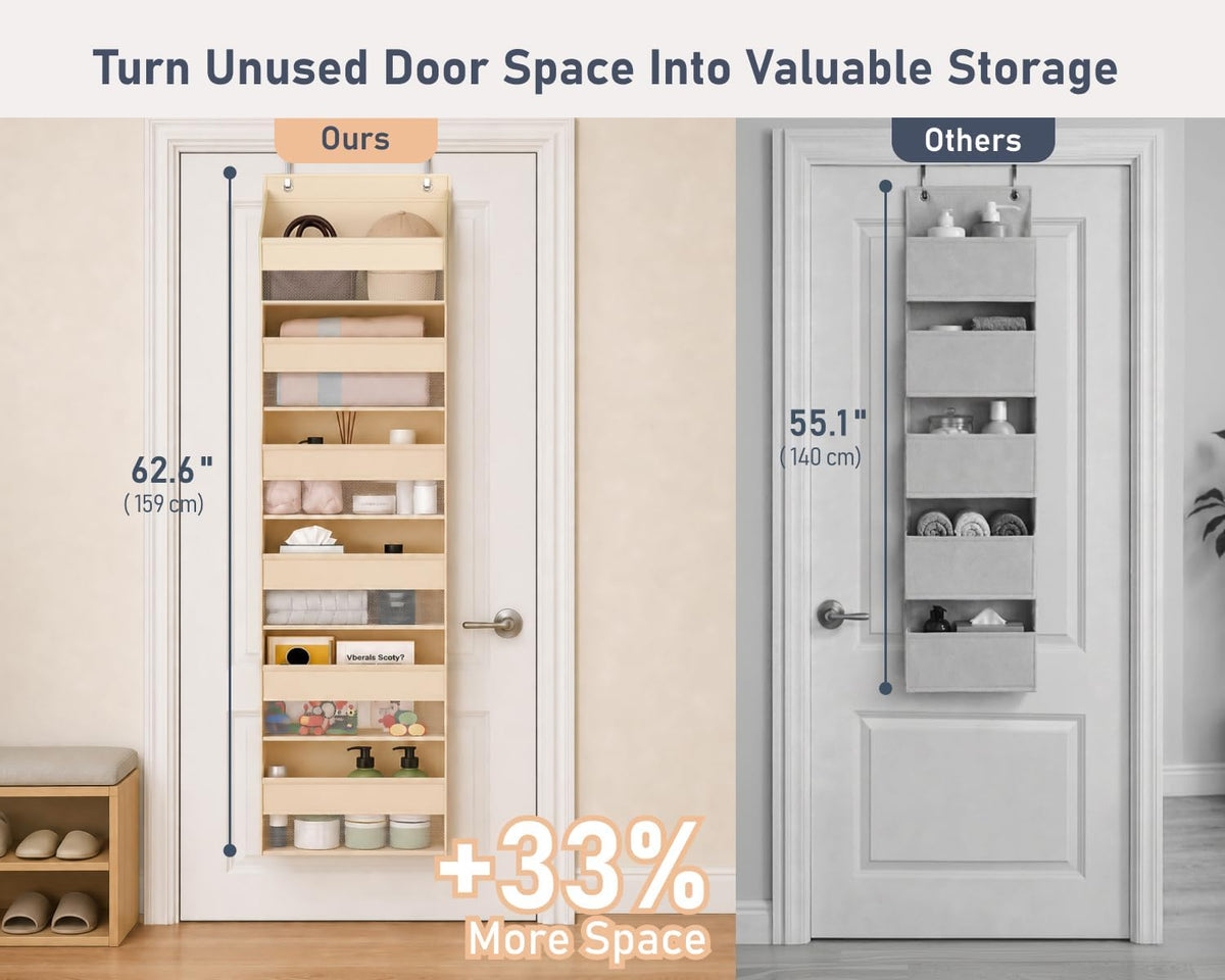 DIMJ Over the Door Organizer, 6-Shelf Hanging Organizer, Beige, 1 Pack