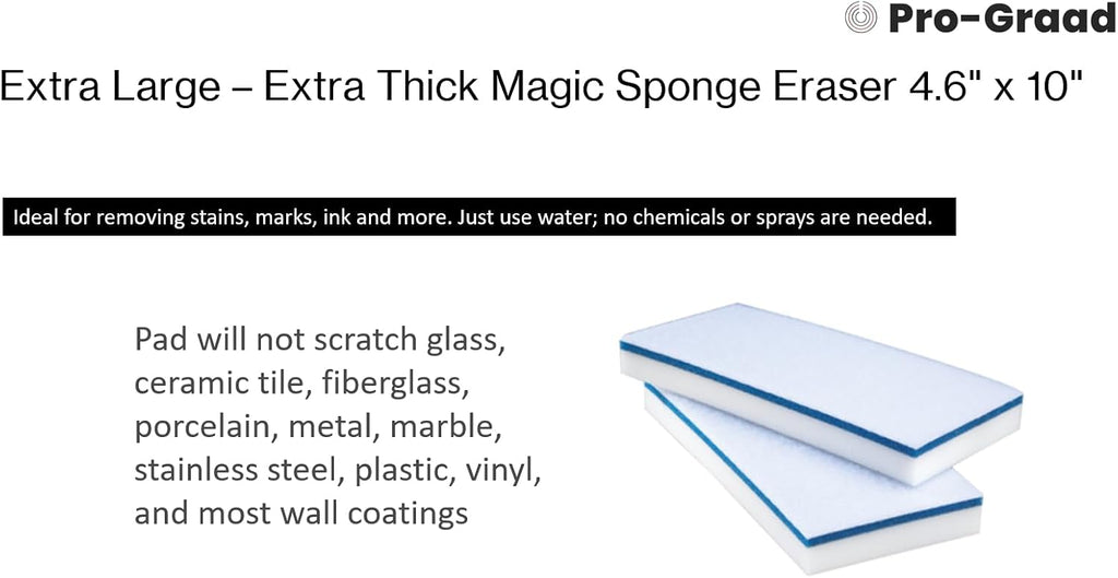 4610 Eraser Pads 4.5" x 10" Melamine Mop Sponges, 2 Pack