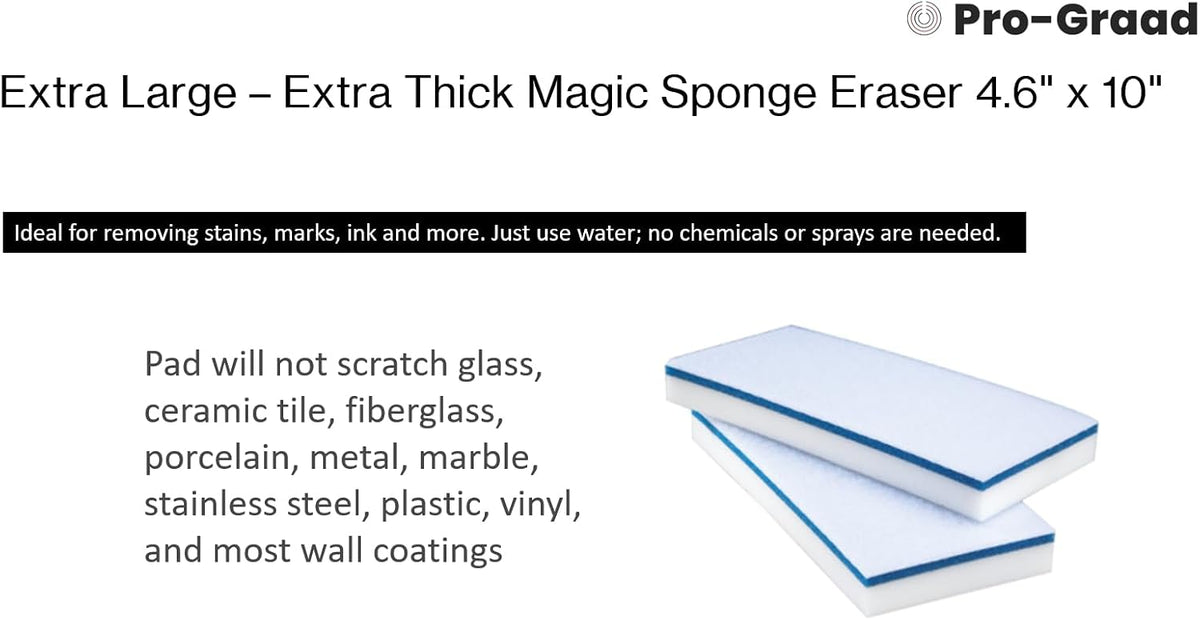 4610 Eraser Pads 4.5" x 10" Melamine Mop Sponges, 2 Pack