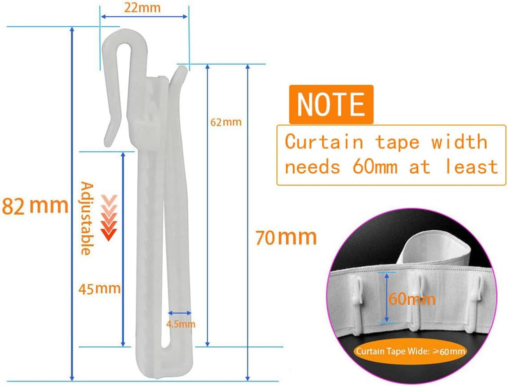 Adjustable Pinch Pleat Curtain Clip Hooks, 30 Pack Drapes Hooks
