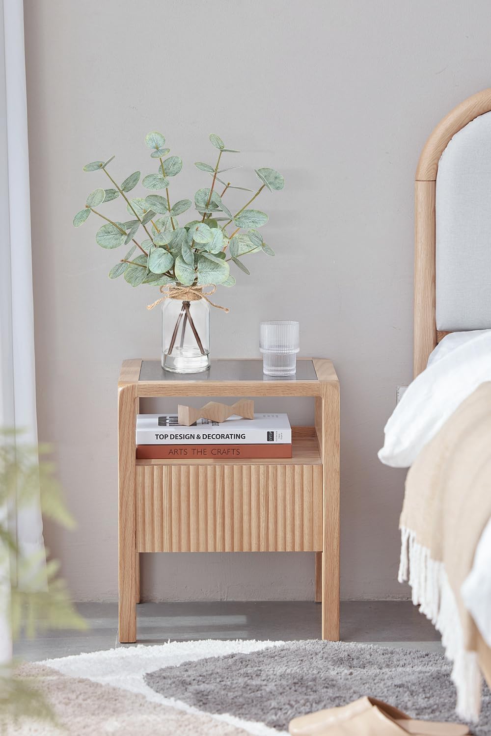 Fake Eucalyptus Stems in Vase with Faux Water,Artificial Plants Eucalyptus Leaves for Shelf Desk Bathroom Farmhouse Room Coffee Table Faux Greenery Plants Decorations (Green)