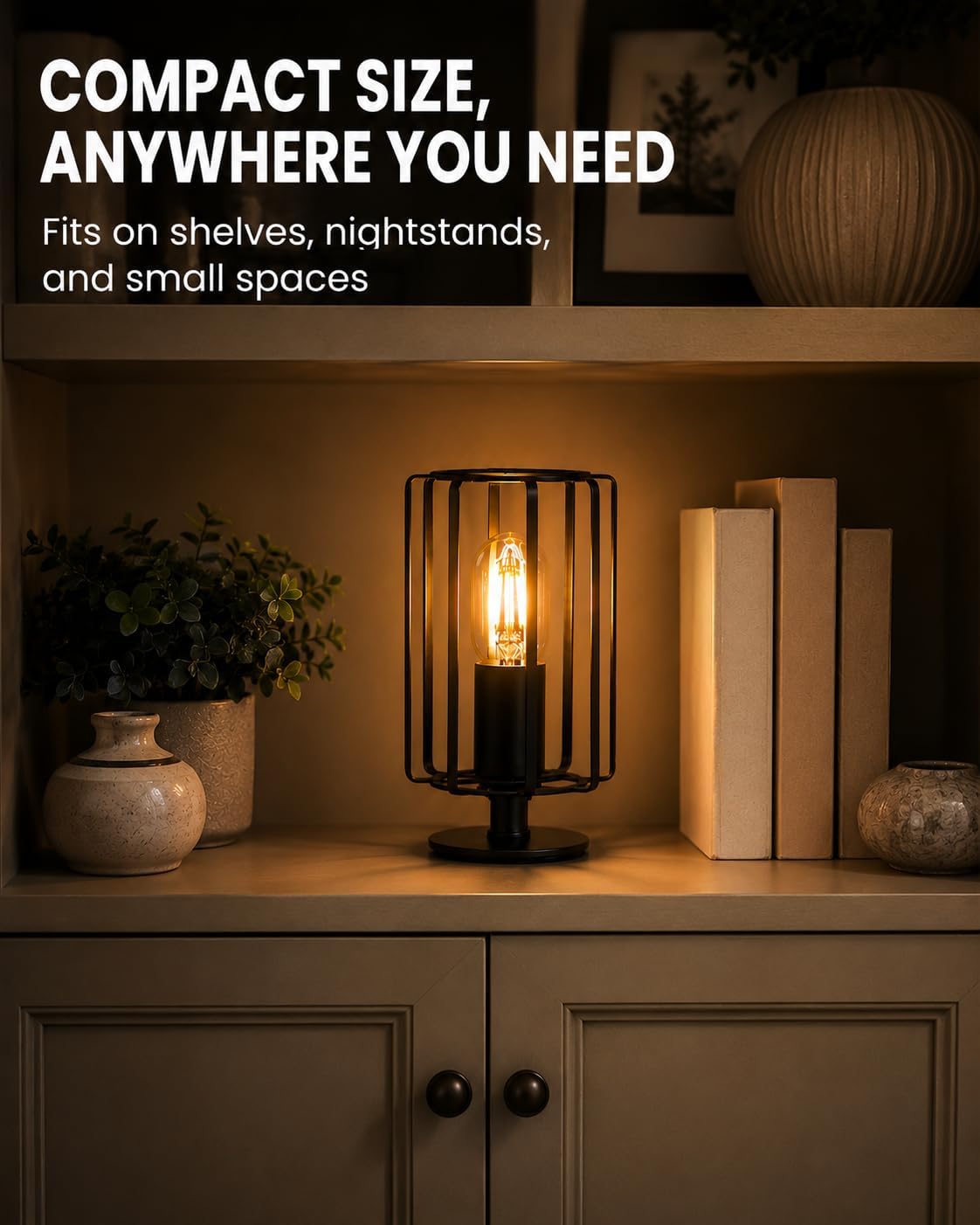 Industrial Table Lamp, Fully Dimmable Small Bedside Lamp, Plug in
