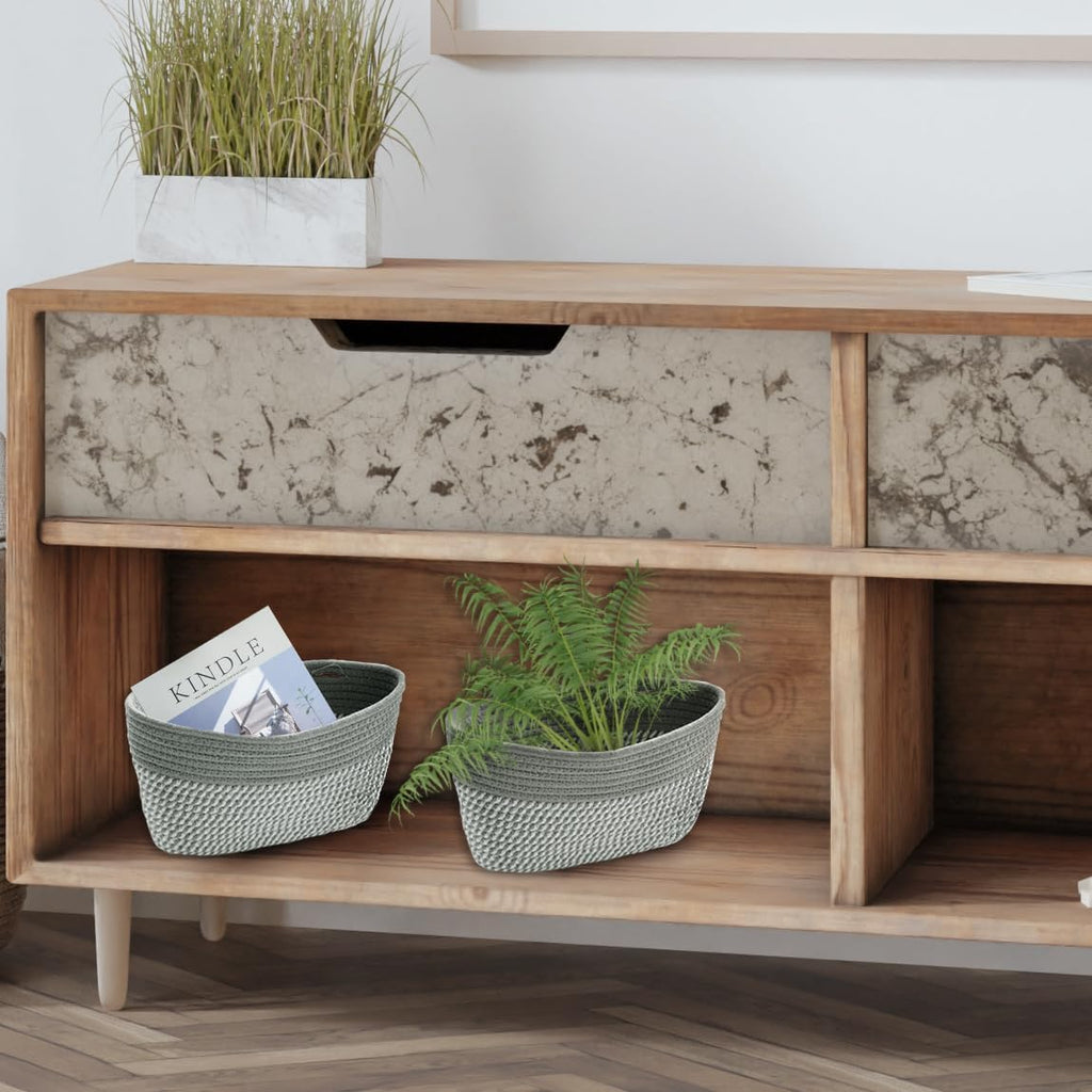 Over the Door Hanging Basket for Organizing 3 Tiers Woven Cotton Rope Wall Mount Storage basket Decorative Kitchen Hanging Organizer Bathroom include 1 door hook GrayStripe