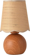 Minimalist Rattan Table Lamp, 11' Height, Woven Lampshade & E26 Socket Metal Base (Brown)