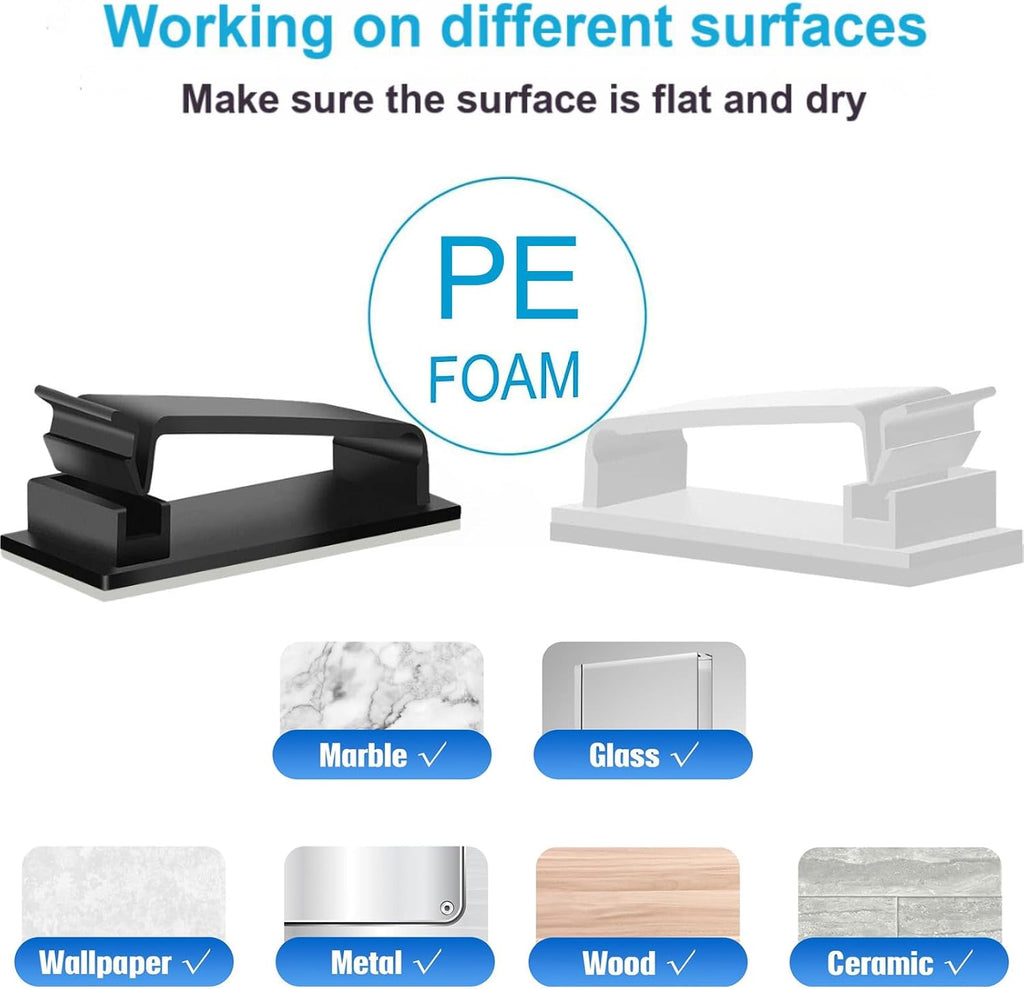 for Desk Under Table Wire Management Adhesive Cable Clips 29Pcs(White).Used for Computer pc,tv,ethernet Wires Cable Management on Large Cable Hooks Organizer Clips