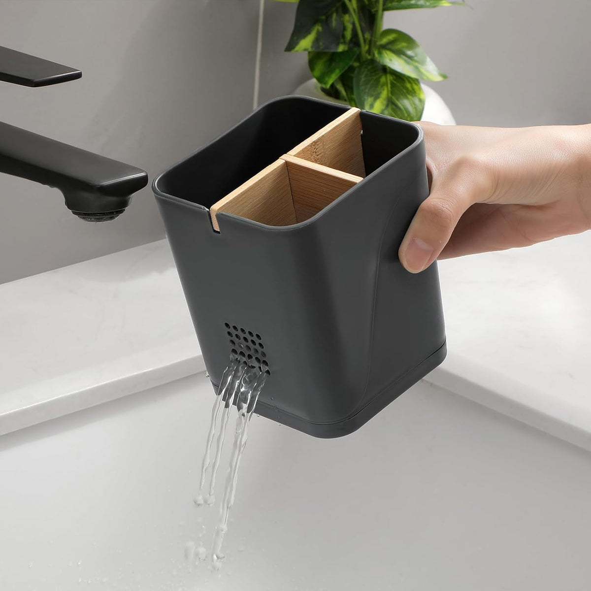 Electric Toothbrush Holder Tooth Brush and Toothpaste Organizer, Cool Grey
