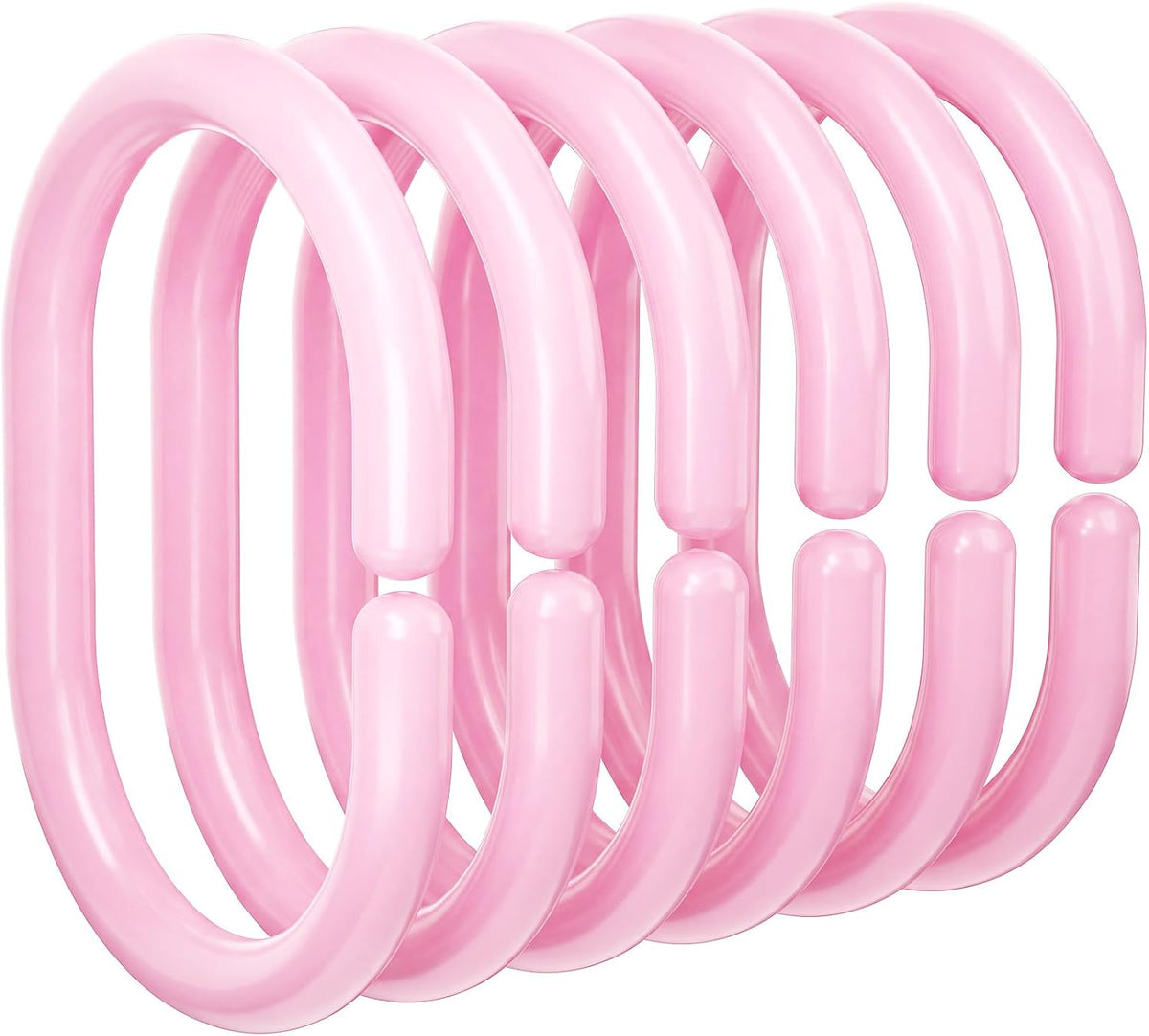 24 Pack Plastic Shower Curtain Hooks, Goowin C Shaped Pink Shower Curtain Rings Rust Proof, Anti-Drop Shower Curtain Hangers Shower Hooks for Shower Curtain, Bathroom Shower Rings for Curtain, Pink