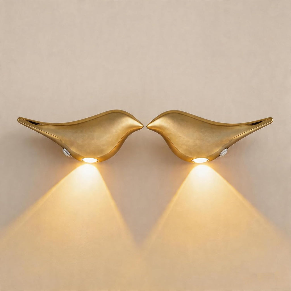 GDQ 2‑Pack Gold Bird‑Shaped Motion Sensor LED Rechargeable Wall Night Light