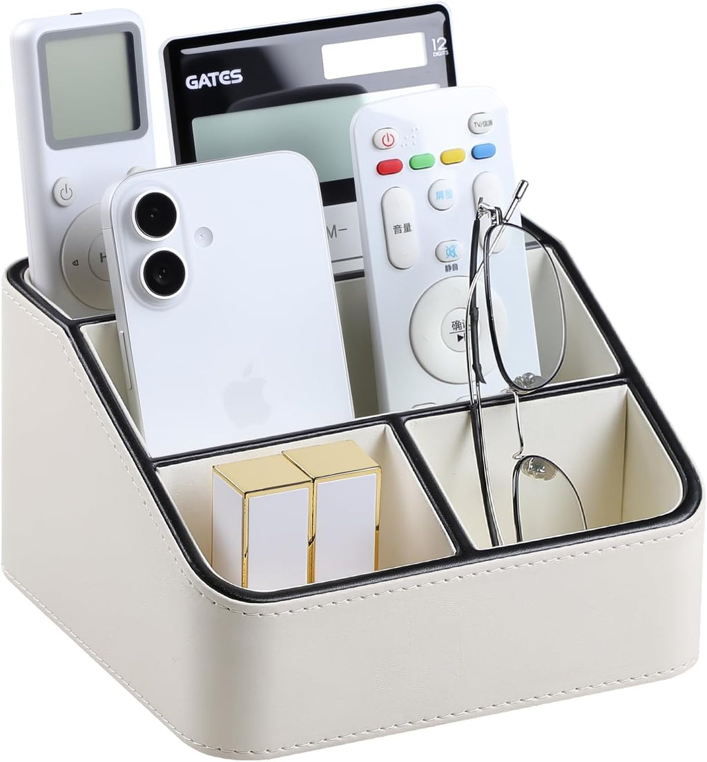 Remote Control Holder, Nightstand Organizer, Desk Caddy (Cream)