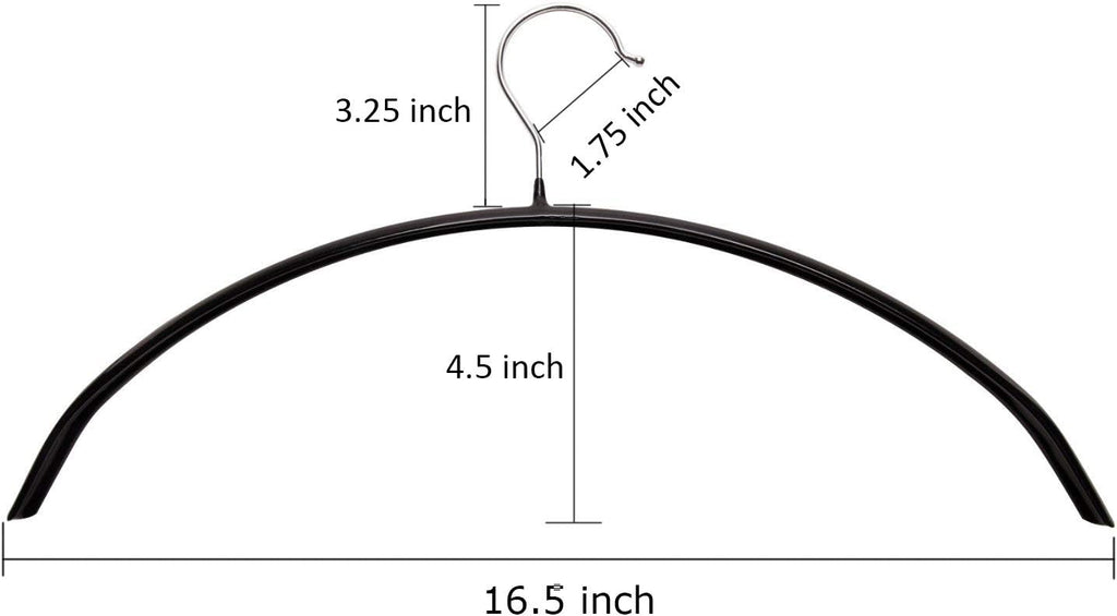 Tosnail 10 Pack Black Super Grippy Slip-Reducing Contour Shirt Hangers, Sweater Hangers, Dimple & Crease Free Hanger Solution - Black