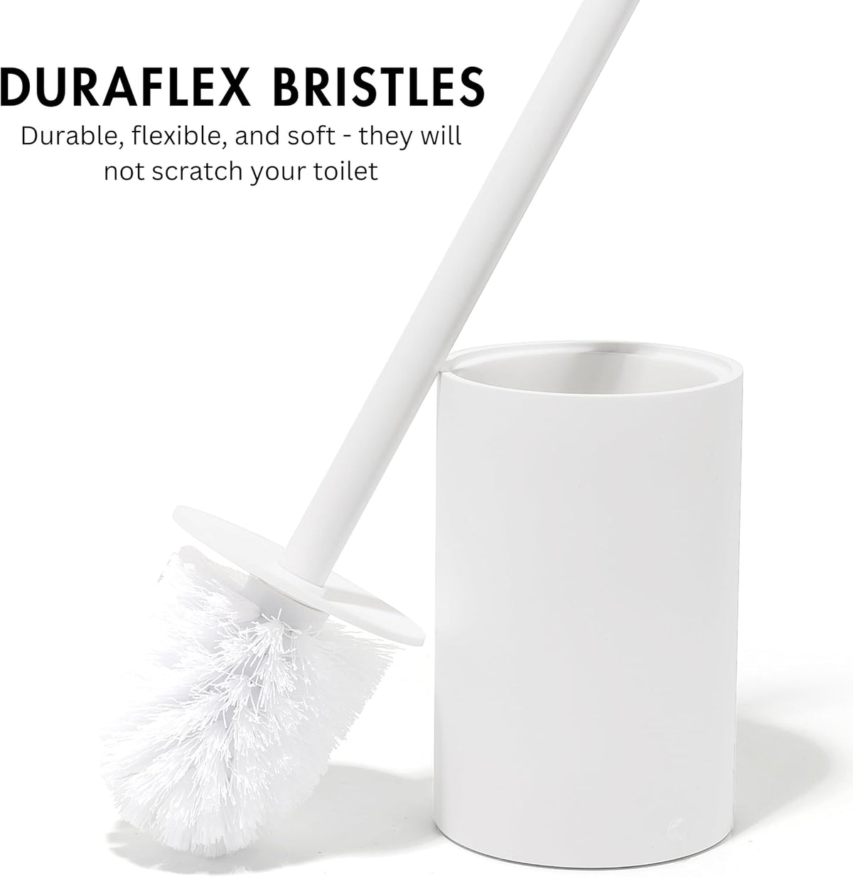 Yew Design Matte White Toilet Bowl Brush for Bathroom with Holder - Bathroom Cleaner Scrubber with Sleek Design, Sturdy, and Durable Bristles