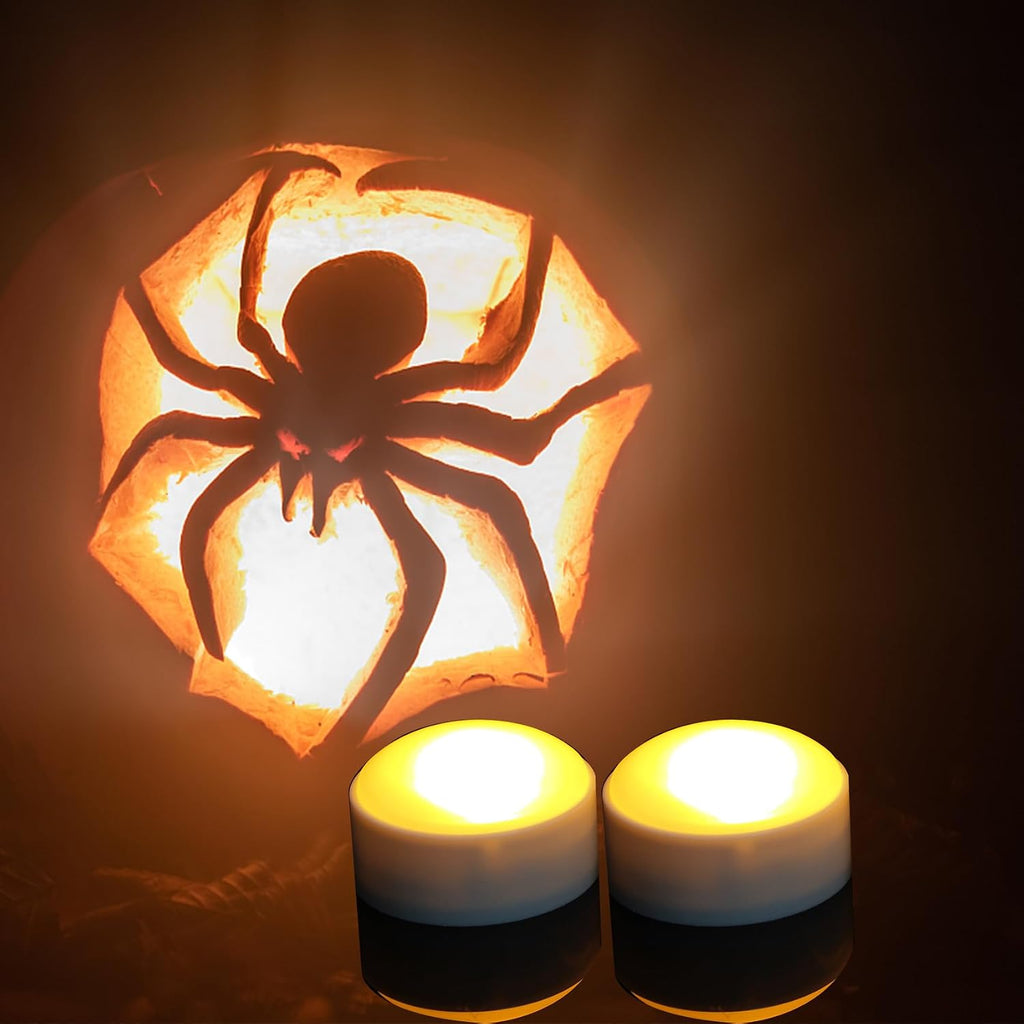 Halloween Pumpkin Battery Operated Flameless LED Candles w Remote, White