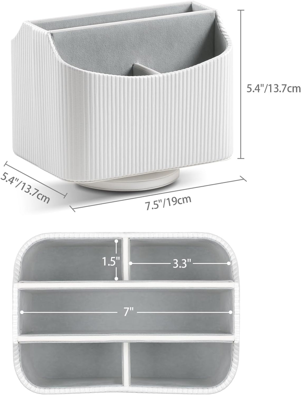360° Rotating TV Remote Control Holder Desk Remote Organizer White