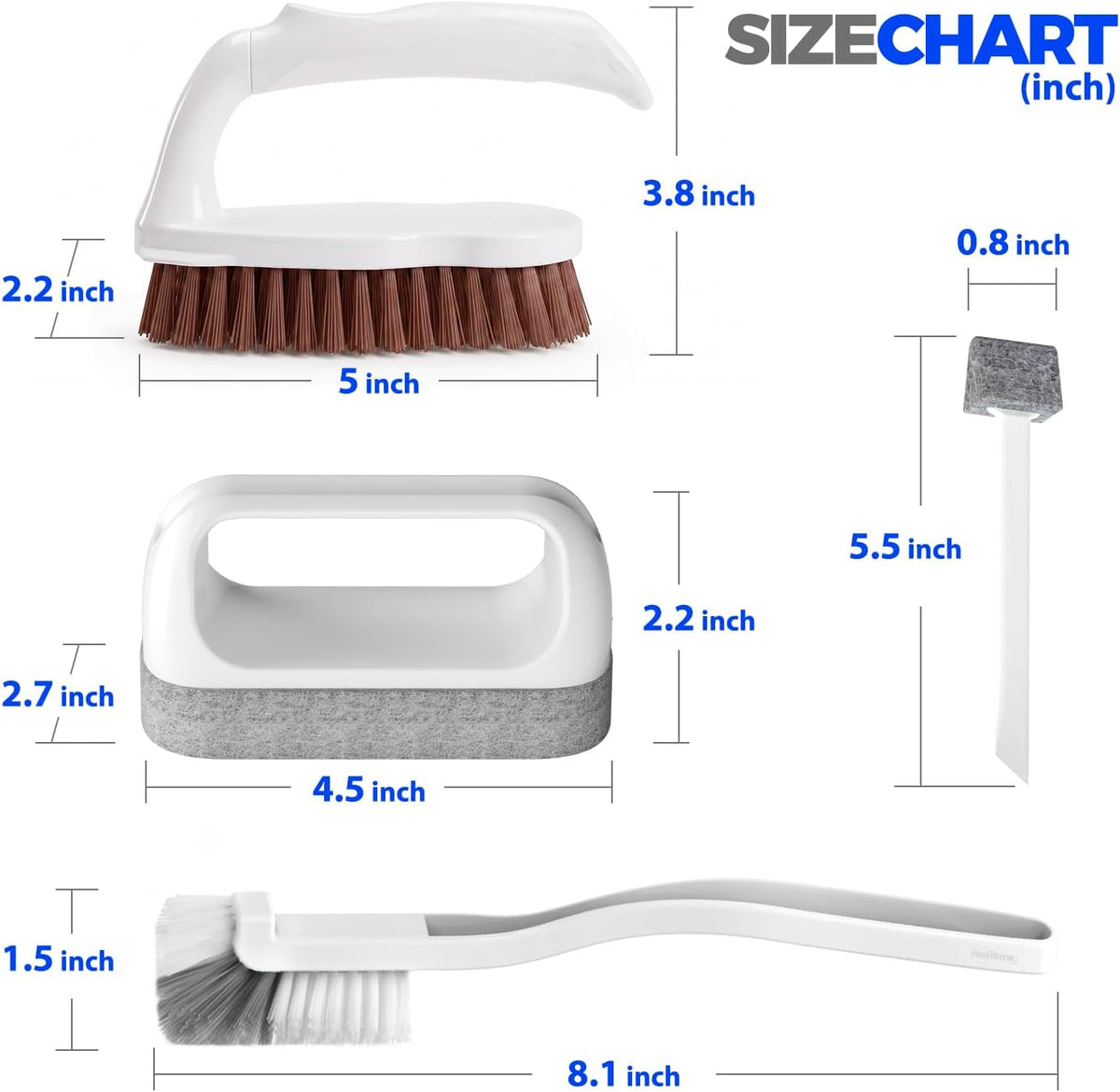 Holikme 7 Pack Cleaning Brush Scrub Brush Kitchen Brush for Floor,Brown