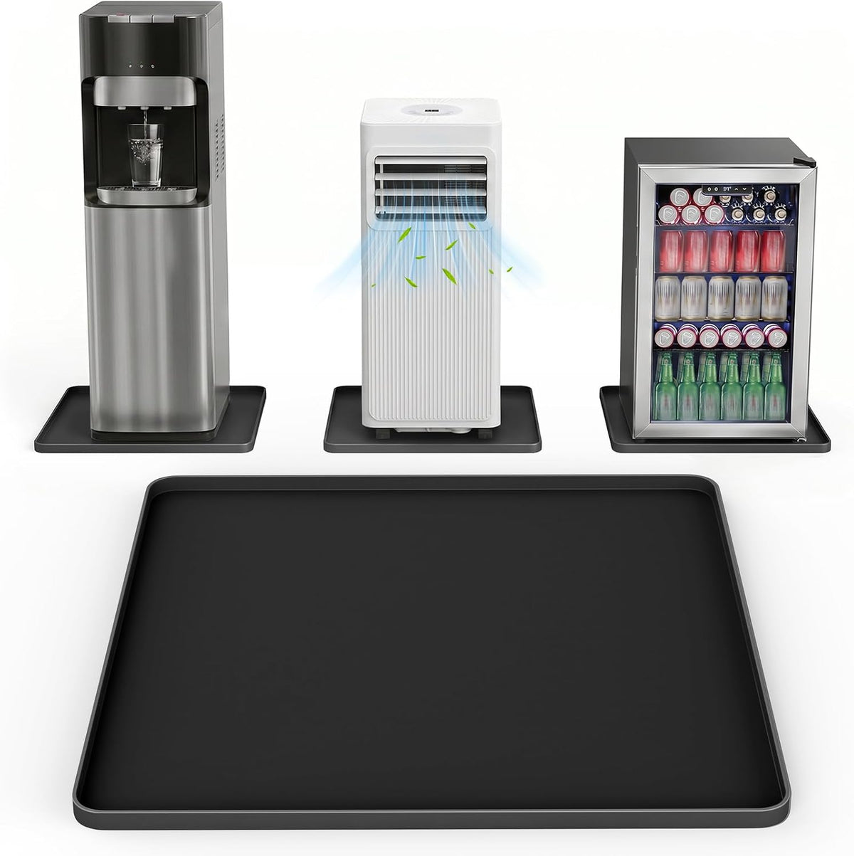 NAMTSO Mini Fridge Silicone Mat, 20"x20" Floor Protector Drip Tray, Black
