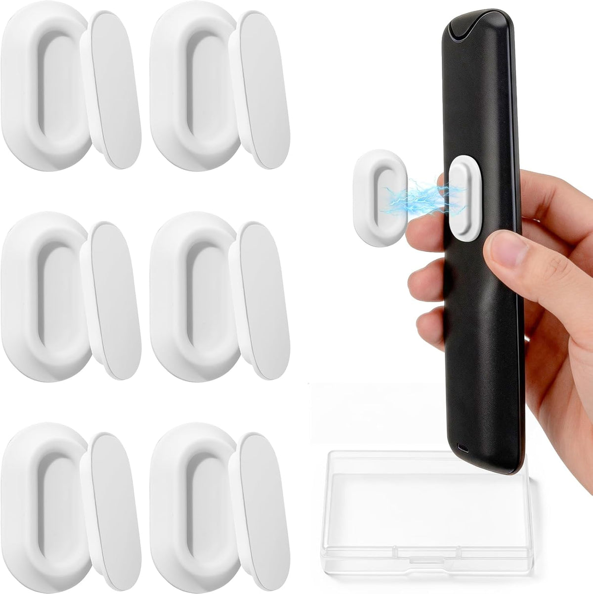 6 Pack Magnetic Remote Control Holder, No-Drill Wall Mount Organizer, Self-Adhesive Silicone Remote Caddy, for Bed,TV,Ceiling Fan,Air Conditioner Remotes Rv Storage And Organization, White
