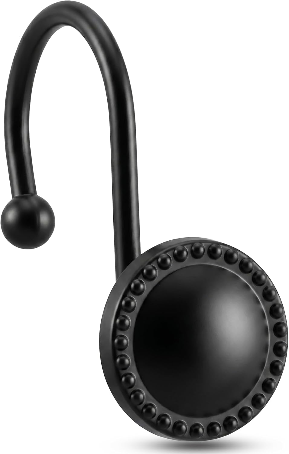 Shower Curtain Hooks,Rust-Resistant Decorative Rings,12-Pack,Black