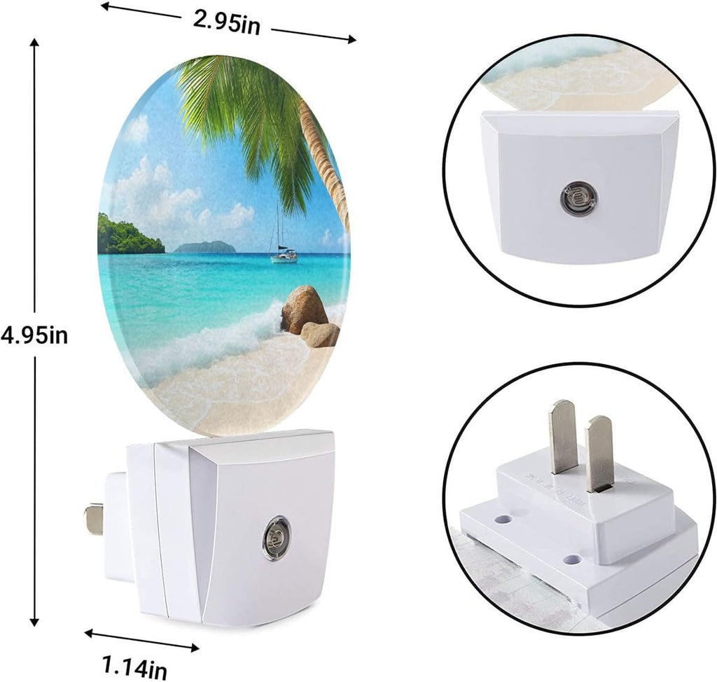 EKOBLA Palm Tree and Beach Night Light, Plug in Wall Light with Sensor