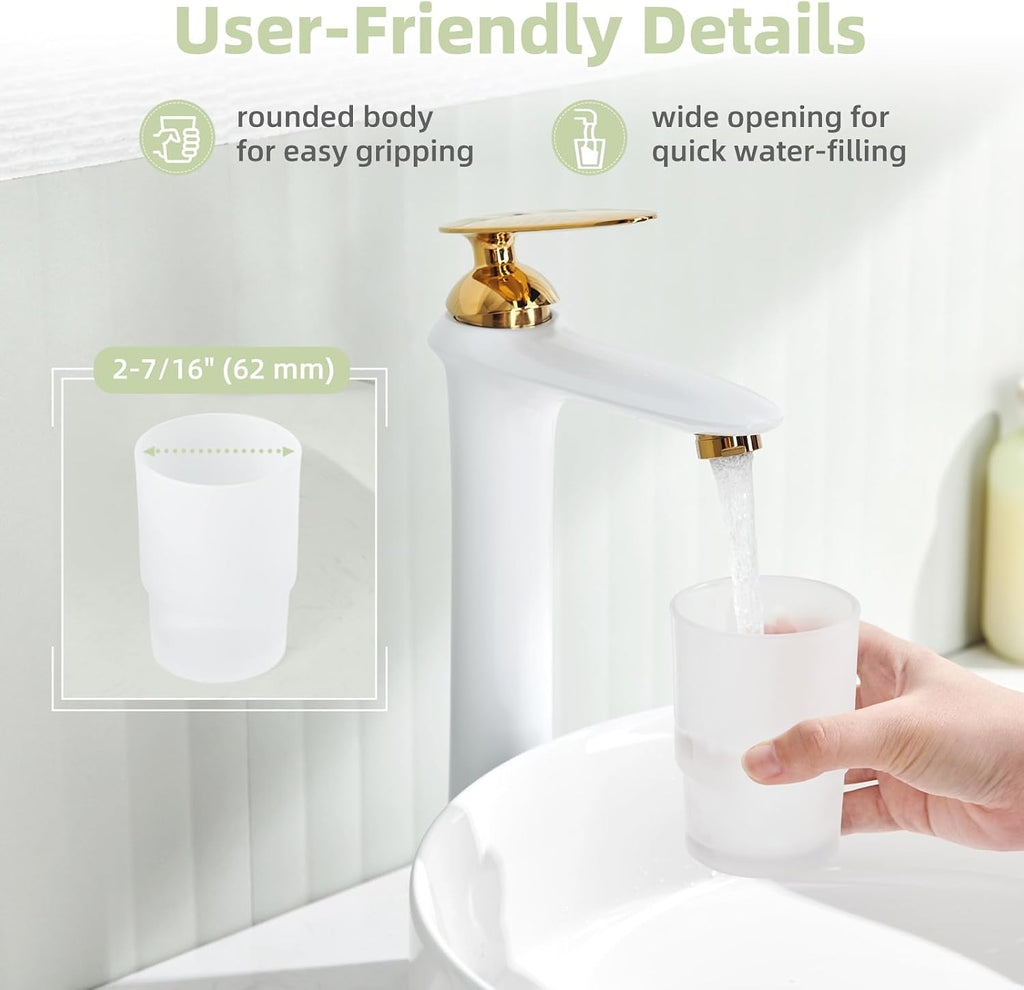 Angle Simple Frosted Glass Bathroom Tumbler, Toothbrush Cup, 2 Pack