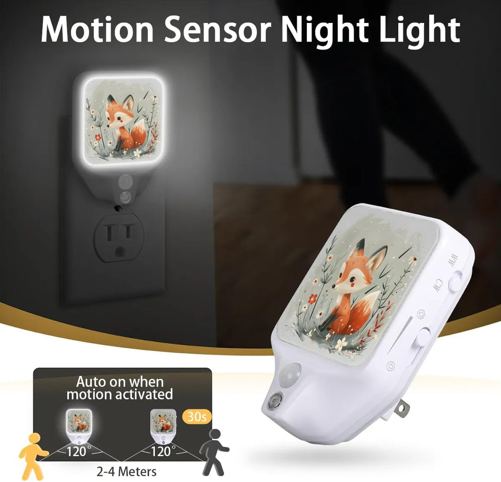 Honeybaby Motion Sensor Night Lights Flowers Fox Nightlight Plug in Dusk to Dawn Motion Sensor Light Indoor LED Lights for Room Home Improvement