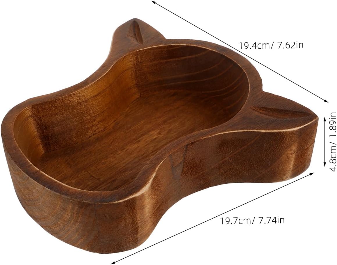 PRETYZOOM Cow Head Wood Serving Bowl 7.75 Inch Rustic Fruit Bowl Nut Dish Decorative Snack Plate for Home Kitchen Dining