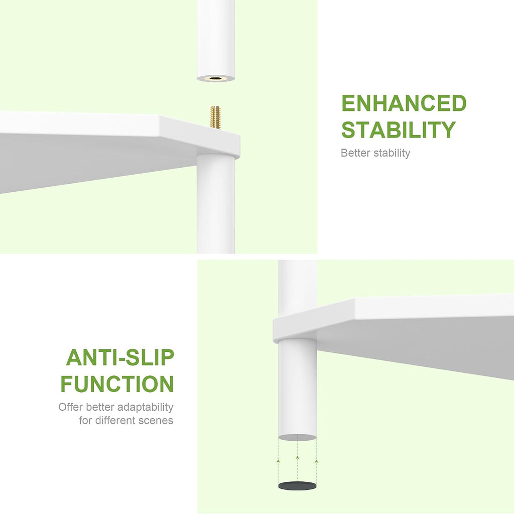 Wisuce White Small Corner Shelf Stand, 3-Tier Bamboo Corner Bookshelf