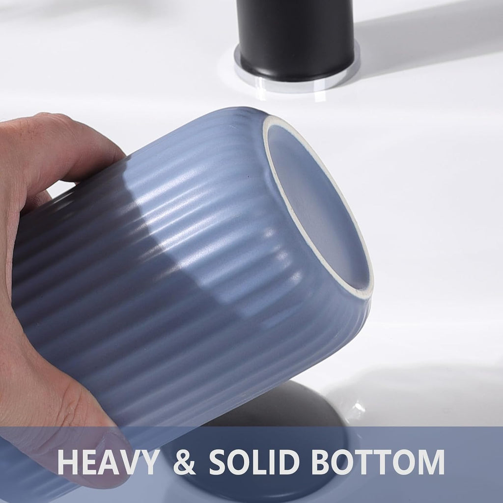 Toothbrush Holders for Bathrooms - 1 Cups Ceramic Toothbrush Toothpaste Holders, Blue Bathroom Tumbler Cups Reusable Toothbrush Mouthwash Cup, Bathroom Counter Organizer.