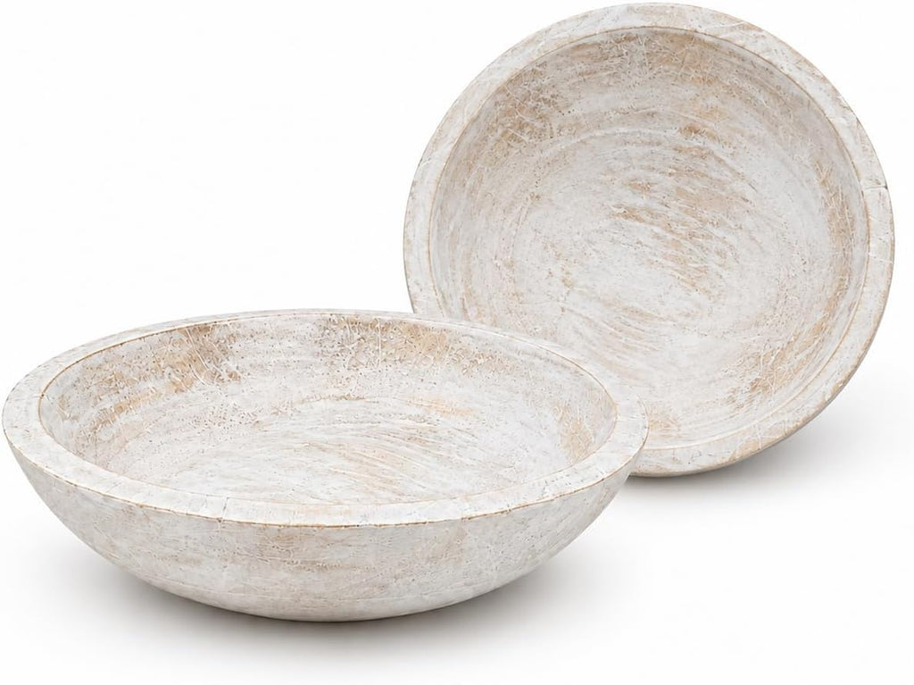Decorative Wooden Bowl for Keys Fruit Bowl For Kitchen Counter White