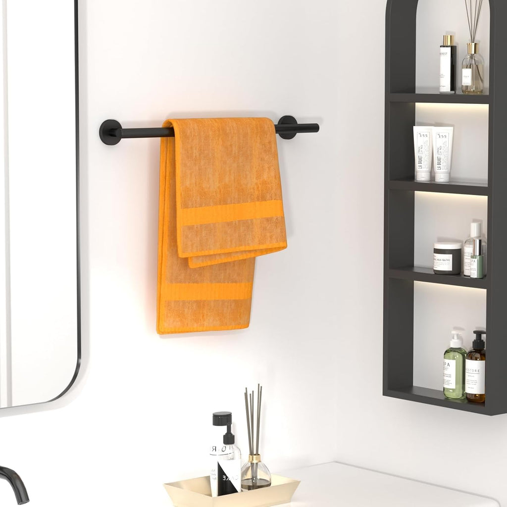 18 Inch Black Towel Rack for Small Bathroom, Wall Mounted SUS304 Towel Bar