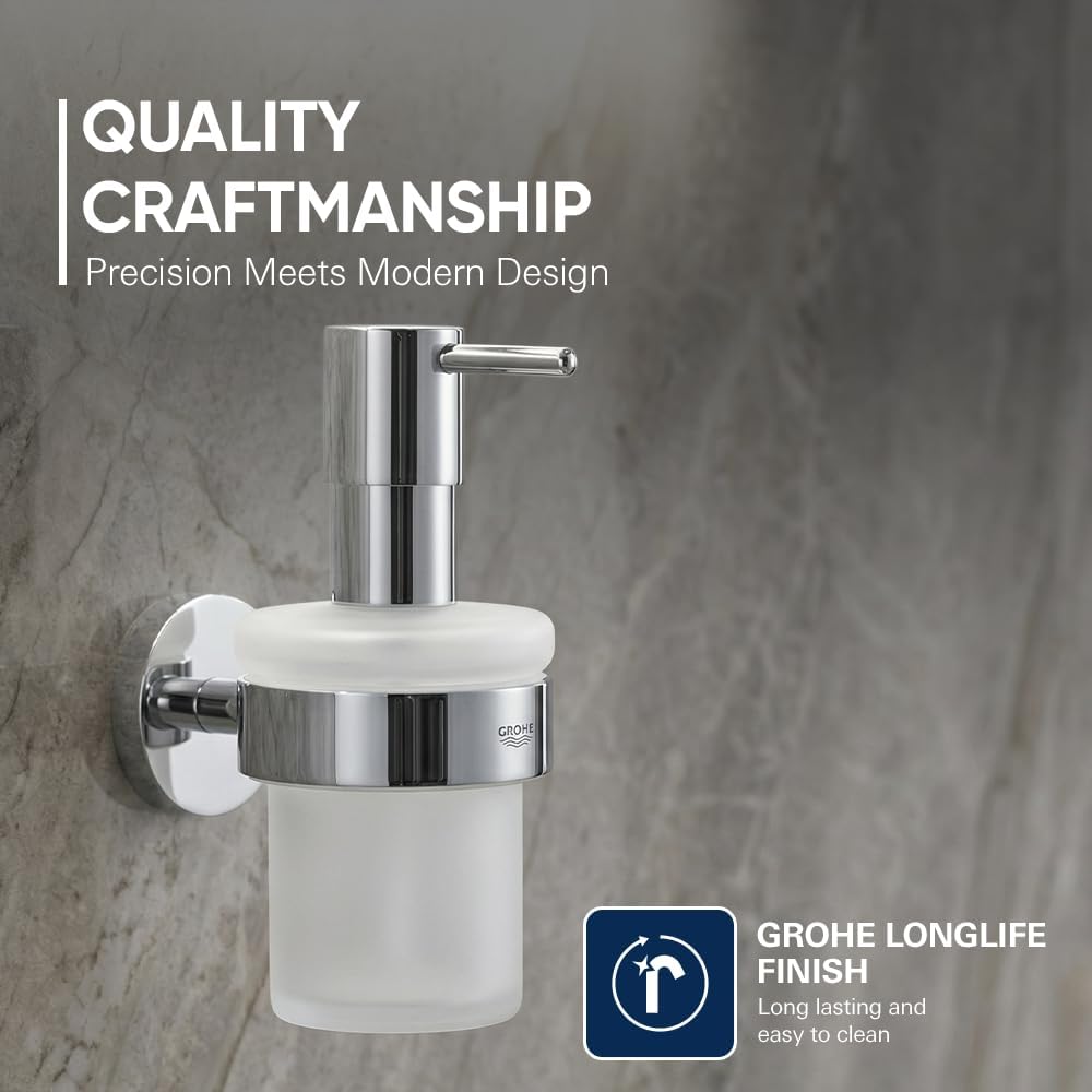 Grohe 40448001 Essentials Soap Dispenser With Holder, StarLight Chrome
