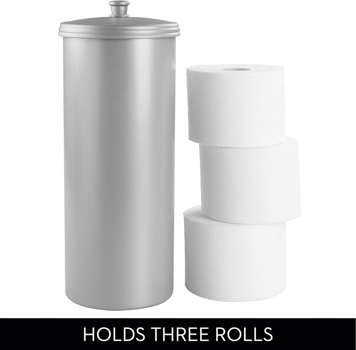 iDesign Freestanding Bathroom Toilet Paper Storage Holder, 2-Pack, Silver