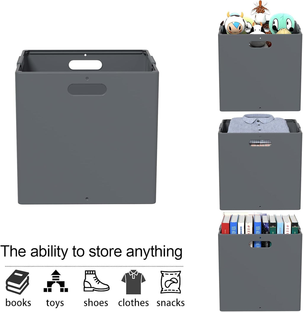 Plastic Foldable Cube Storage Bin, Collapsible Storage Cubes 4-Pack