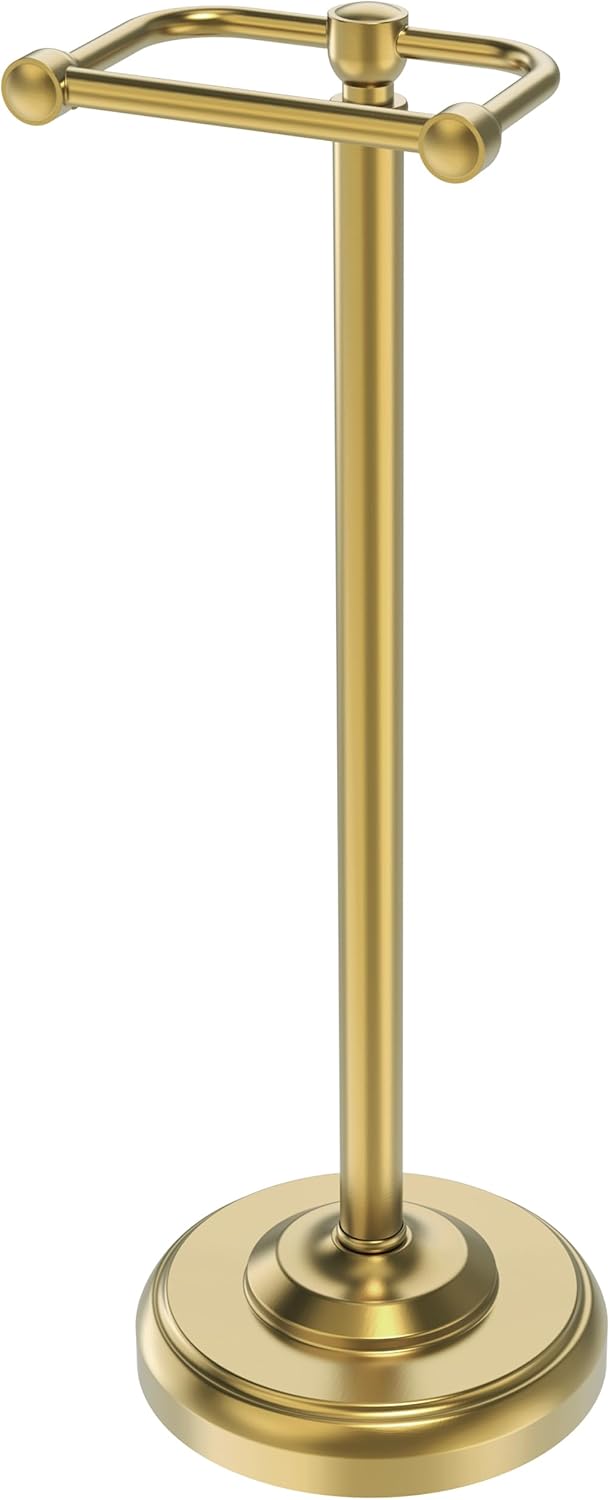 Toilet Paper Holder Stand,Free Standing Toilet Paper Holder,Modern Post Pivoting Toilet Paper Stand with Stable Weighted Base,SUS304 Stainless Steel Tissue Roll Holder Stand for Bathroom,Brushed Gold