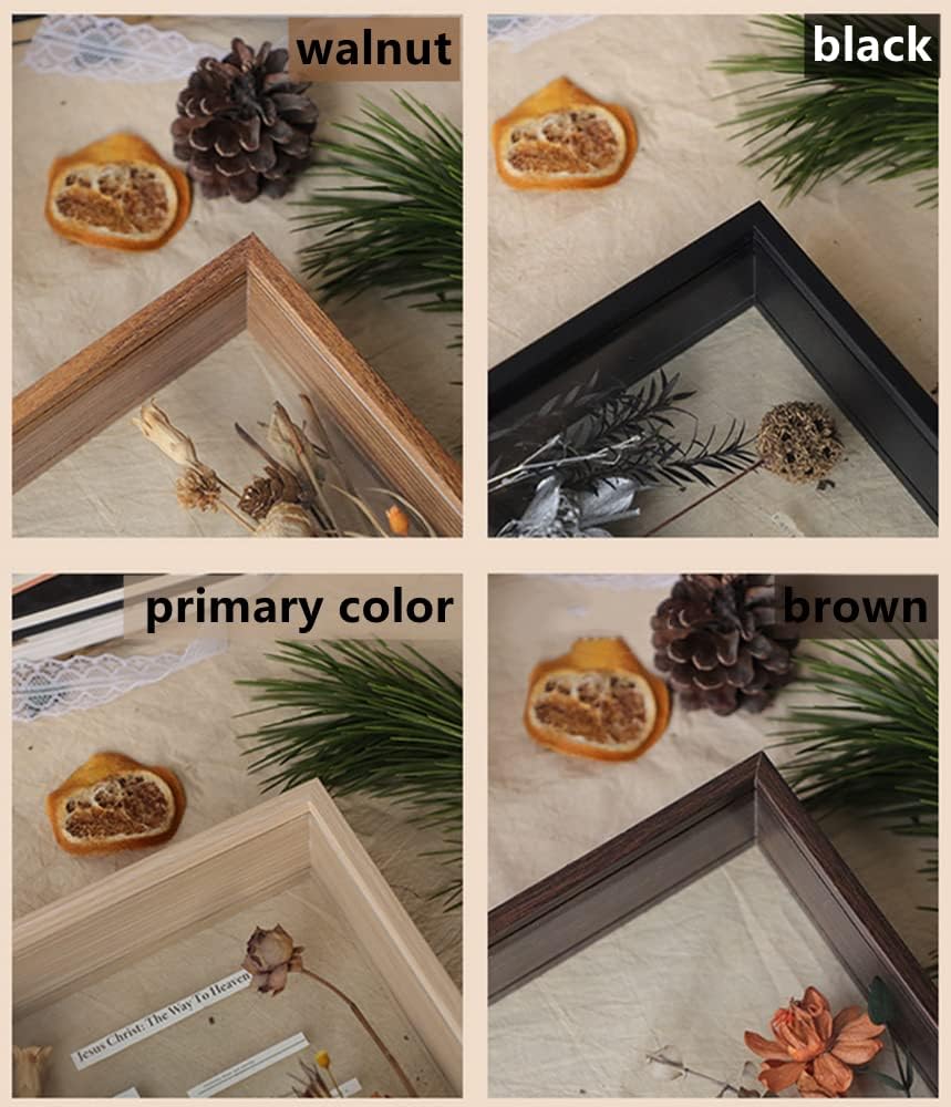 Wooden Dried Flower Photo Frame Dried Flower Display Stand Decorative Floating Photo Frame,Double Sided Plexiglass Shadow Box Picture Frame,for Display Dried Flowers,Handicrafts (Walnut color-8x12)