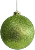 YYCRAFT Glitter Lime Green Shatterproof Christmas Ornament 10cm Unique Color Ornament for Holiday Decor Wreaths Garlands Box Set (4 Pack,Lime Green)
