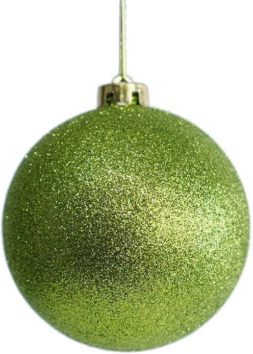 YYCRAFT Glitter Lime Green Shatterproof Christmas Ornament 10cm Unique Color Ornament for Holiday Decor Wreaths Garlands Box Set (4 Pack,Lime Green)