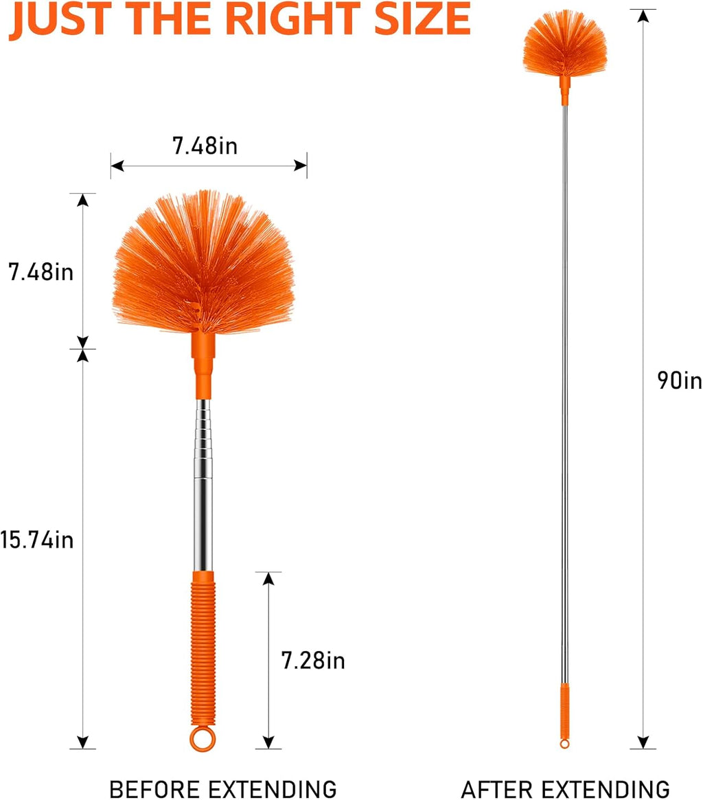 SetSail Cobweb Duster with Extension Pole, for Cobweb Cleaning, Orange