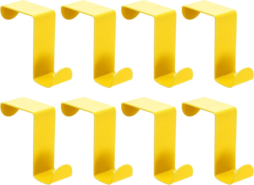 uxcell Over The Door Hooks,8pcs - Stainless Steel Door Hangers Hooks, S-Shaped Double Hooks for Hanging Clothes, Hats, Towels (Yellow)