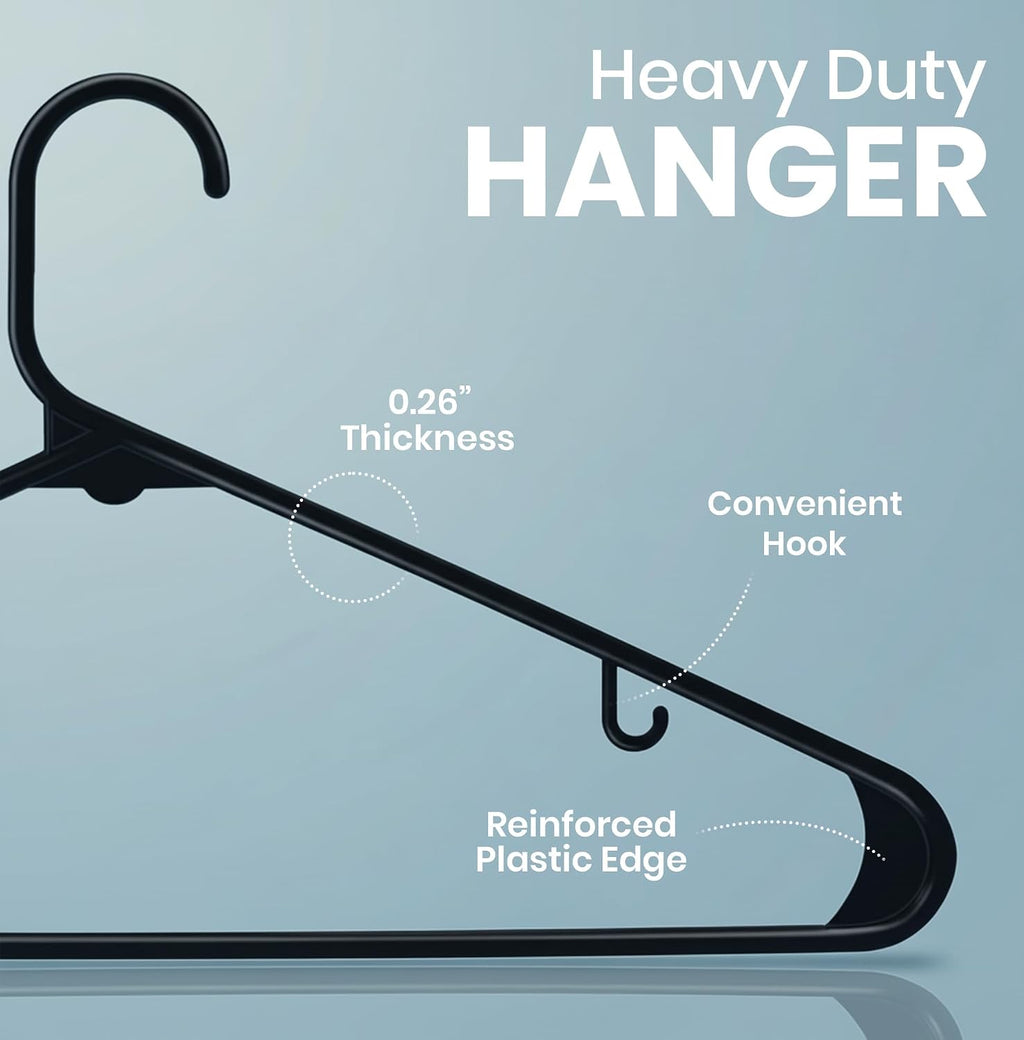 Utopia Home Plastic Hangers 20 Pack – Built-in Strap Hooks Black